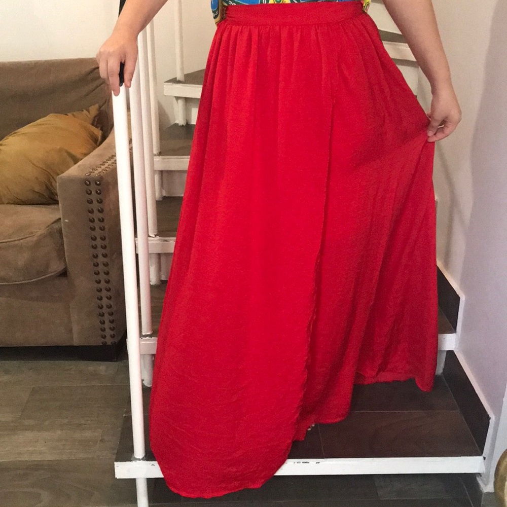 Red Maxi Skirt
